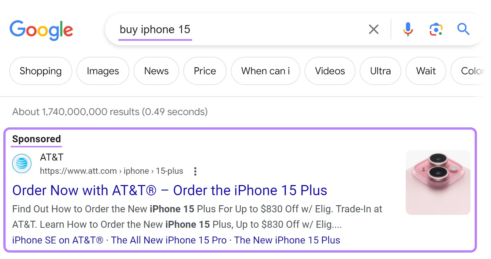 pay-per-click ad for 