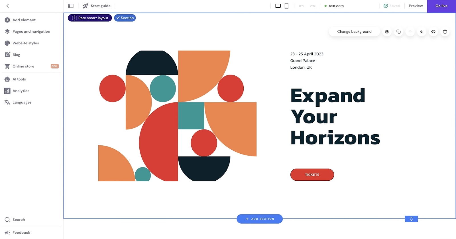 主持人 website builder interface