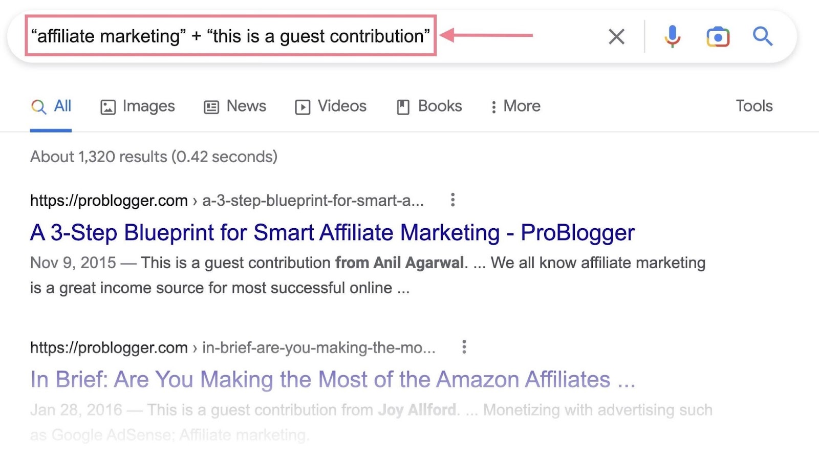 Google search for 