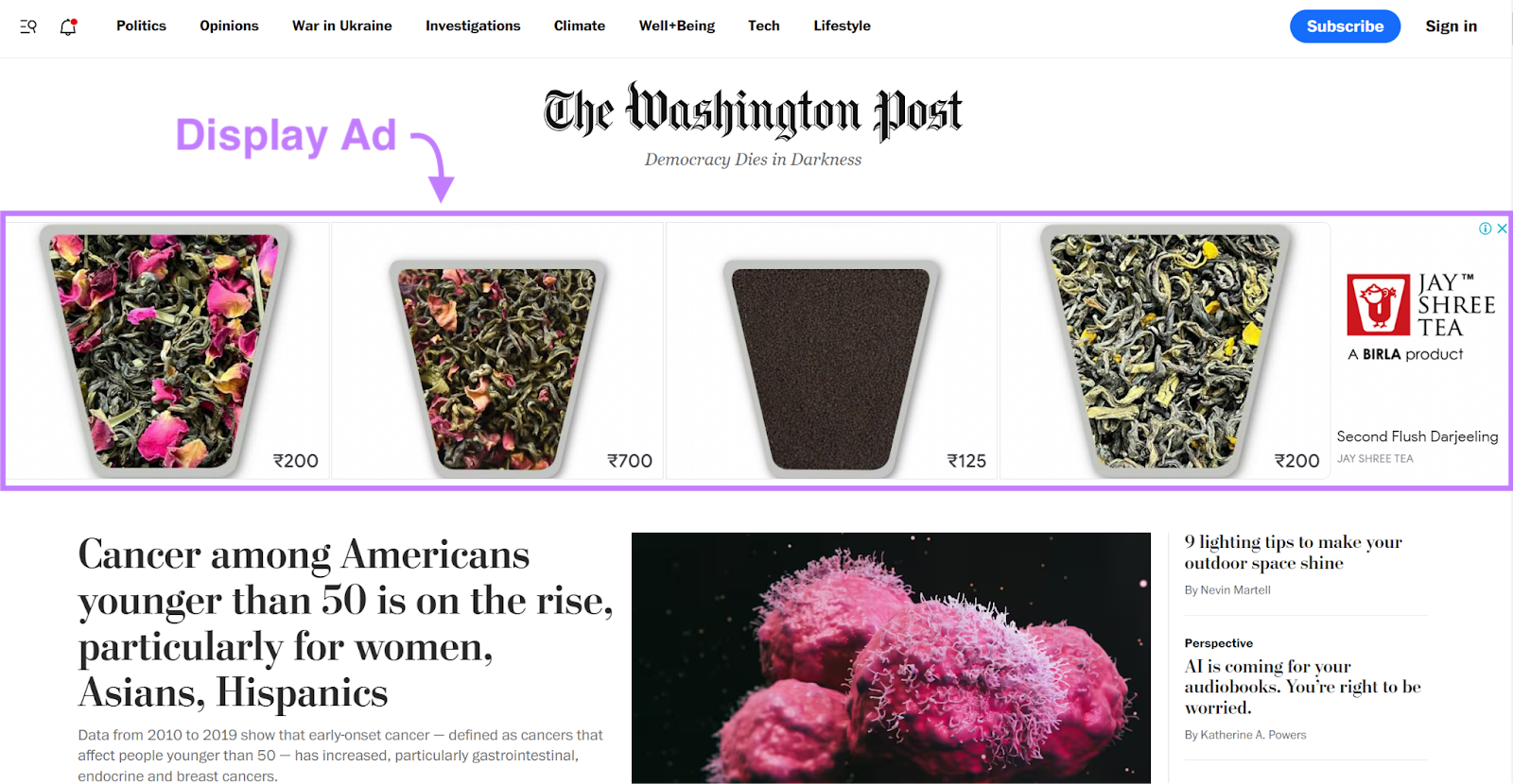 谷歌display ad on the Washington Post website
