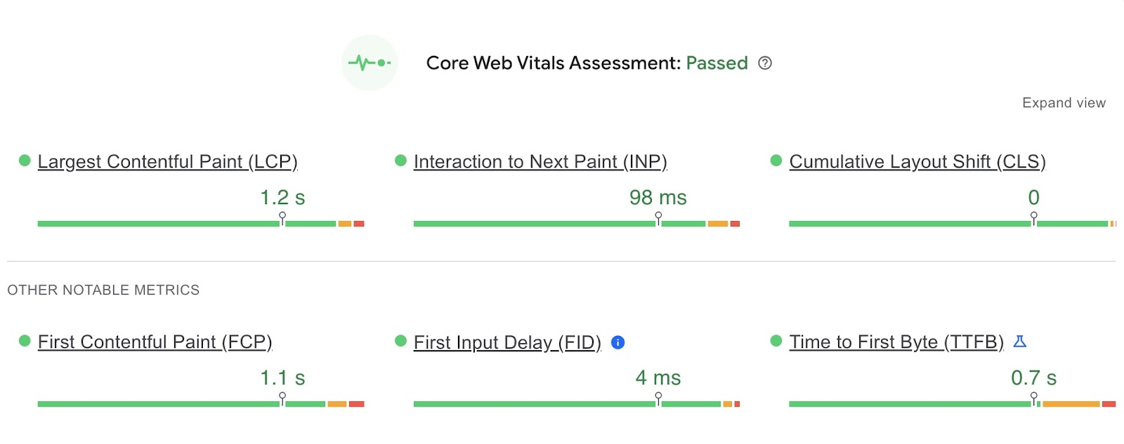 核心网络重要部件 Assessment in 谷歌网页速度洞察