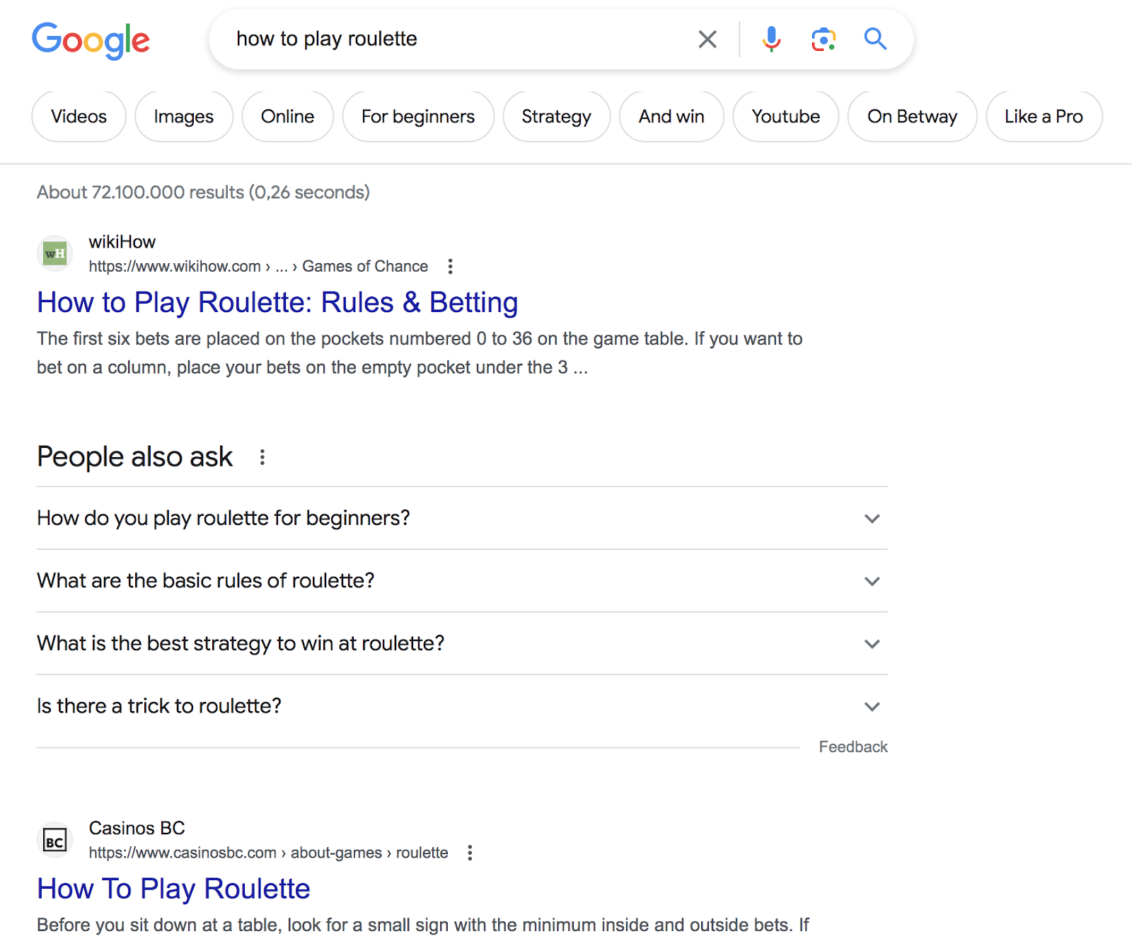 Google's SERP for