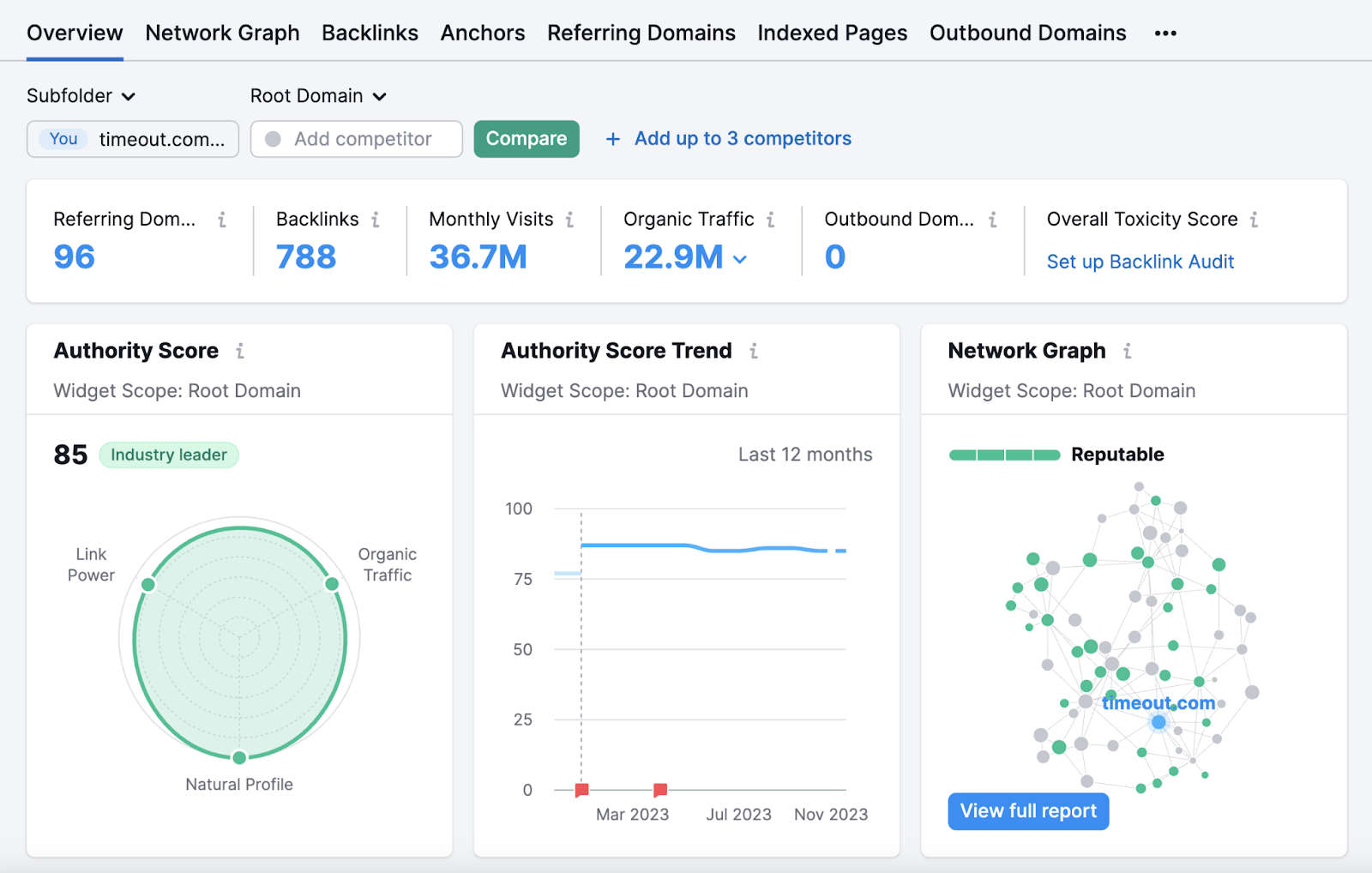 反向链接分析 overview report