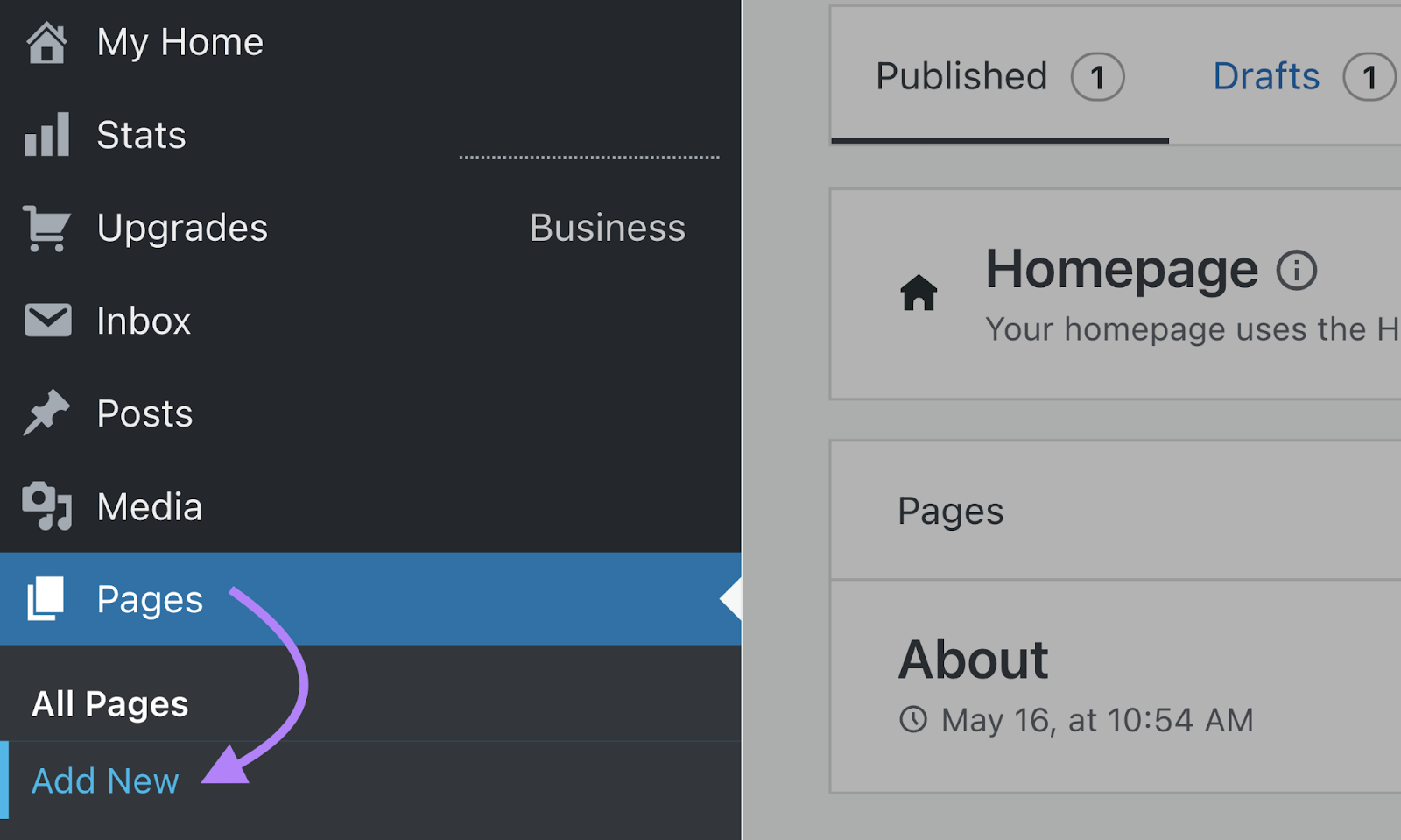 create a new page in 简单站点地图 plugin