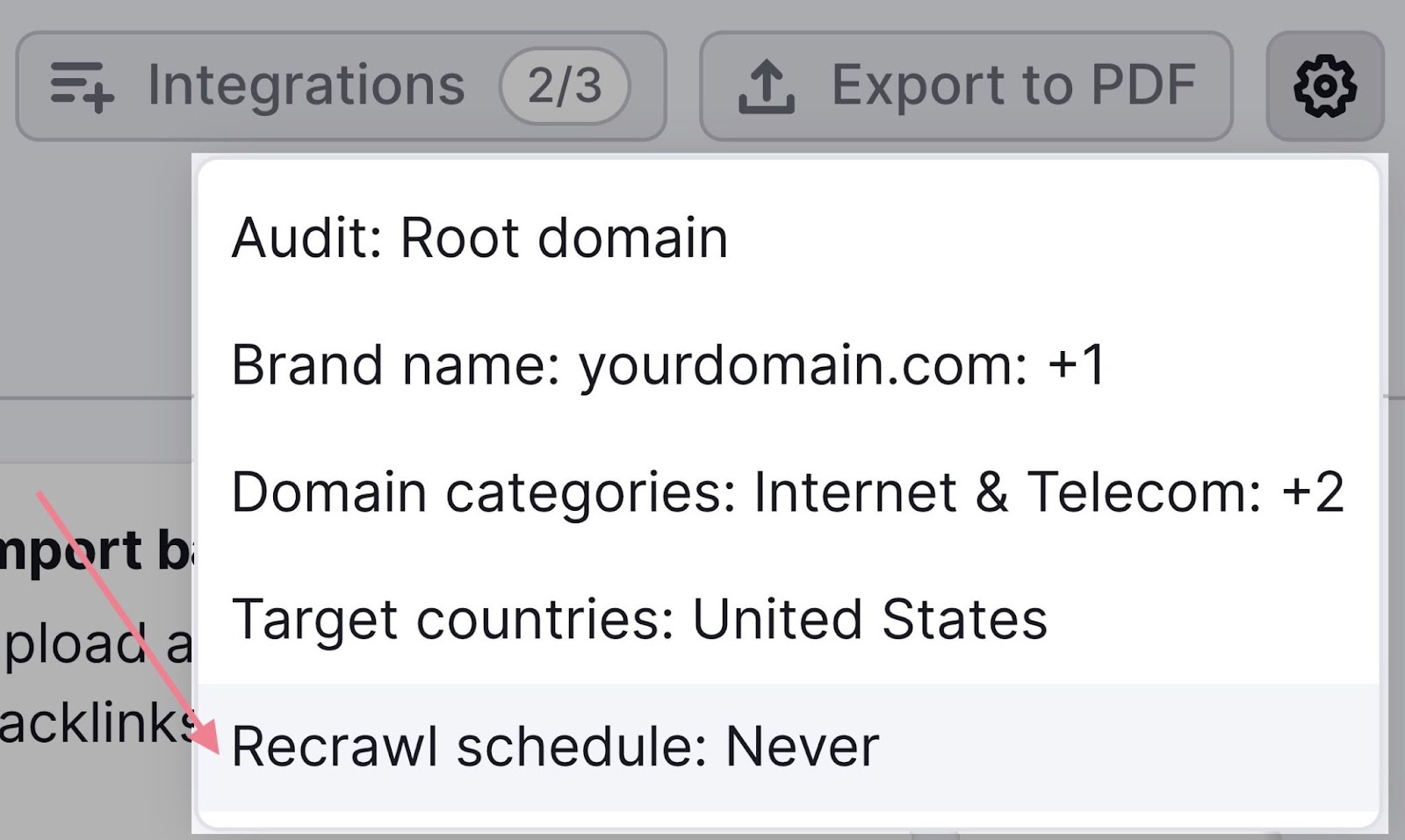 recrawl schedule option in 反向审计 tool