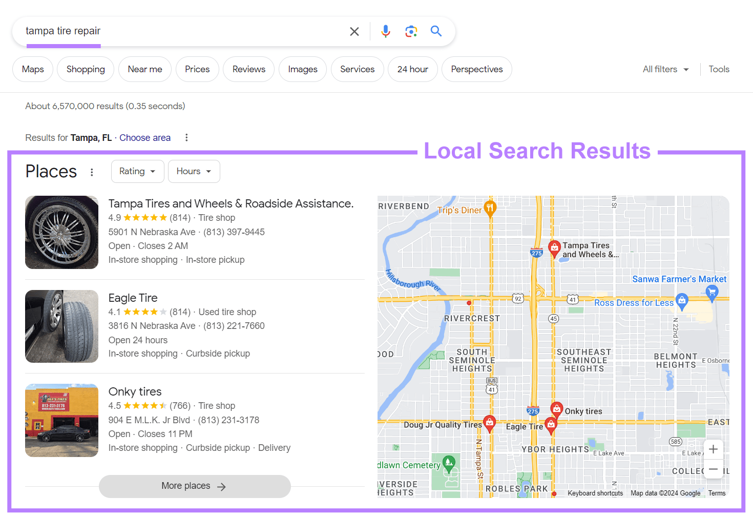 谷歌 local search results for