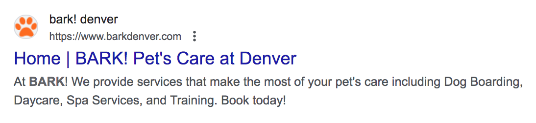 Title tag on SERP that reads: