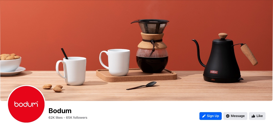 Bodum's profile和cover image on Facebook