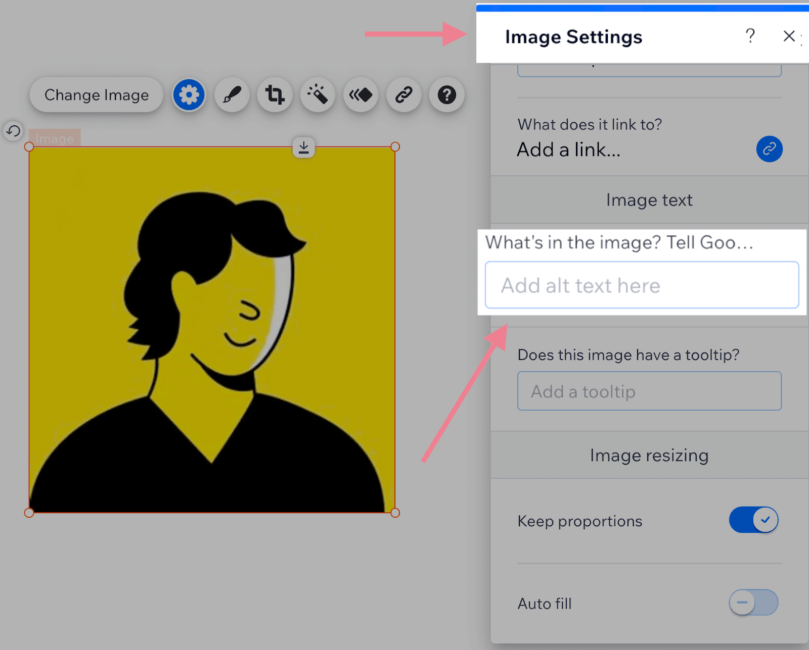 Add alt文本 in Wix image settings