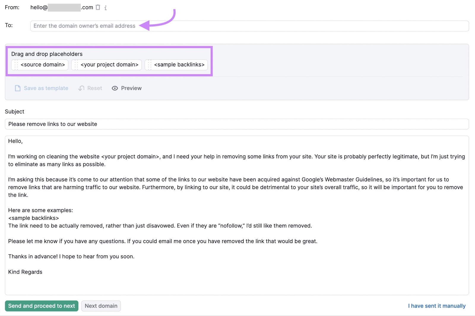 An email window in 反向审计 tool, with an email body example