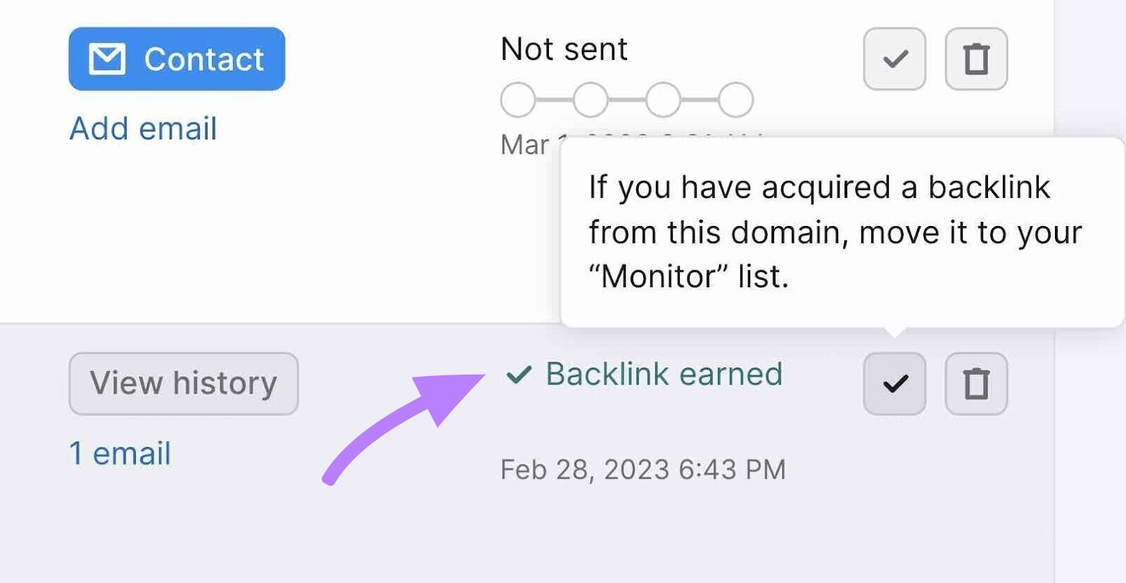 “获得的反向链接”notification