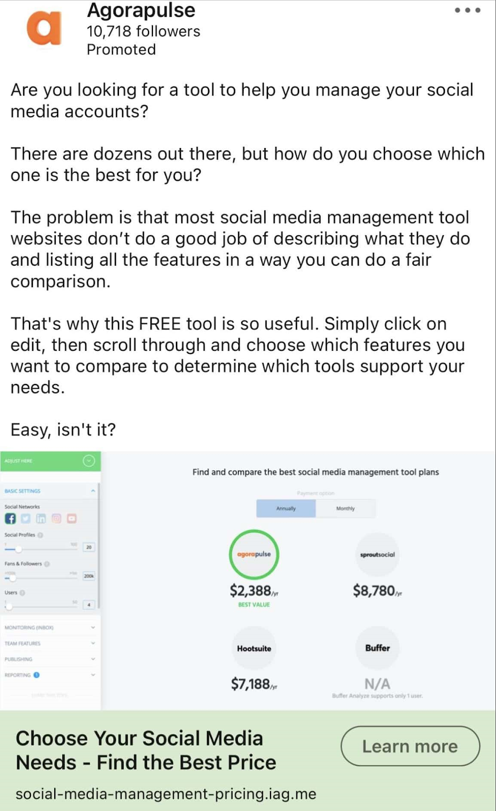 Agorapulse's ad on 领英