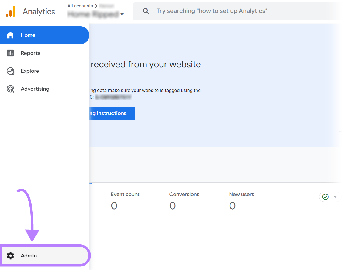 “行政主任”button in Google Analytics 4