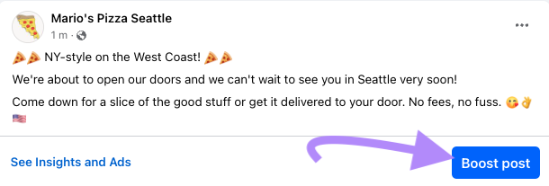An organic post by Mario's Pizza Seattle with 