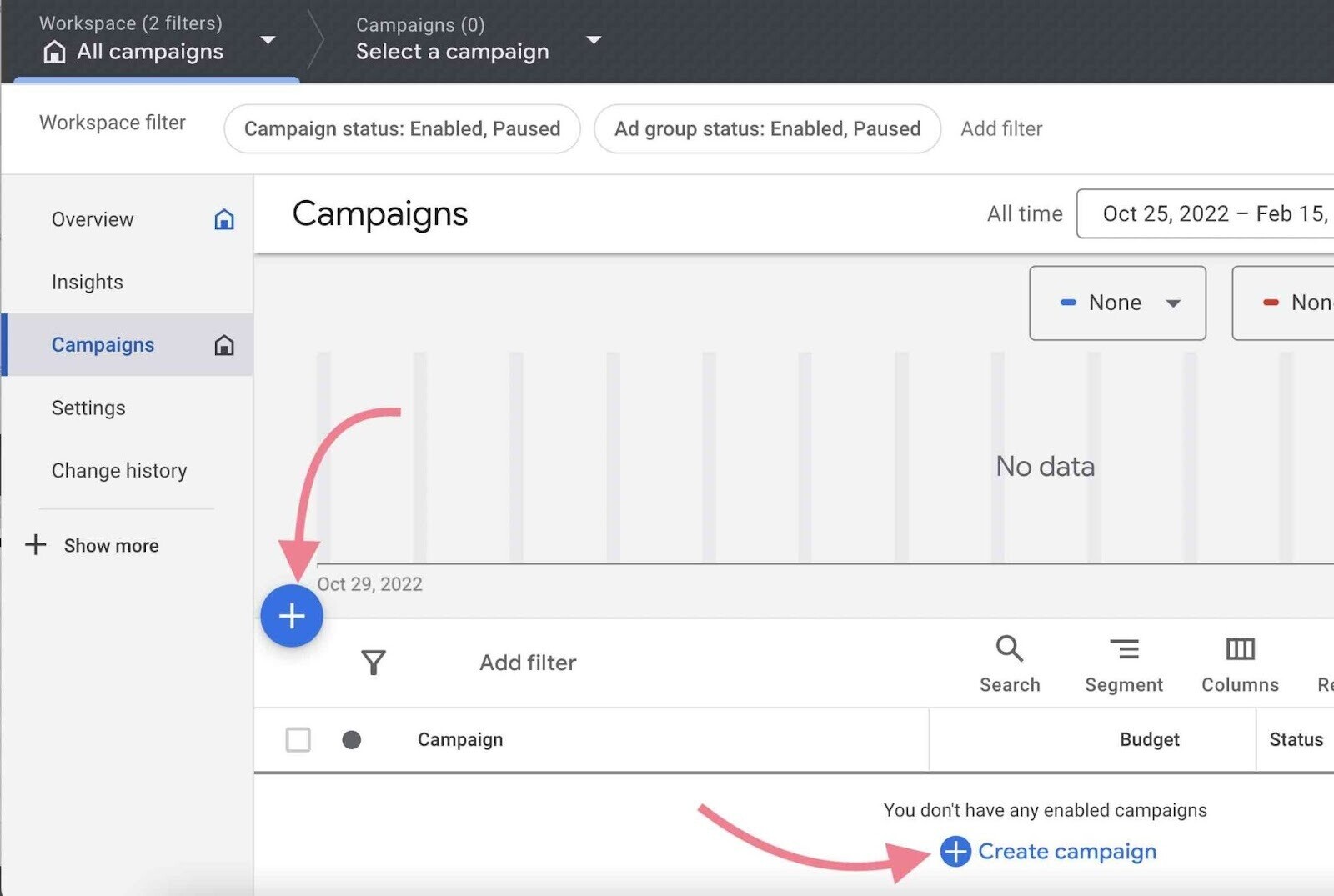 Select new 运动 in google ads to run a dsa 运动