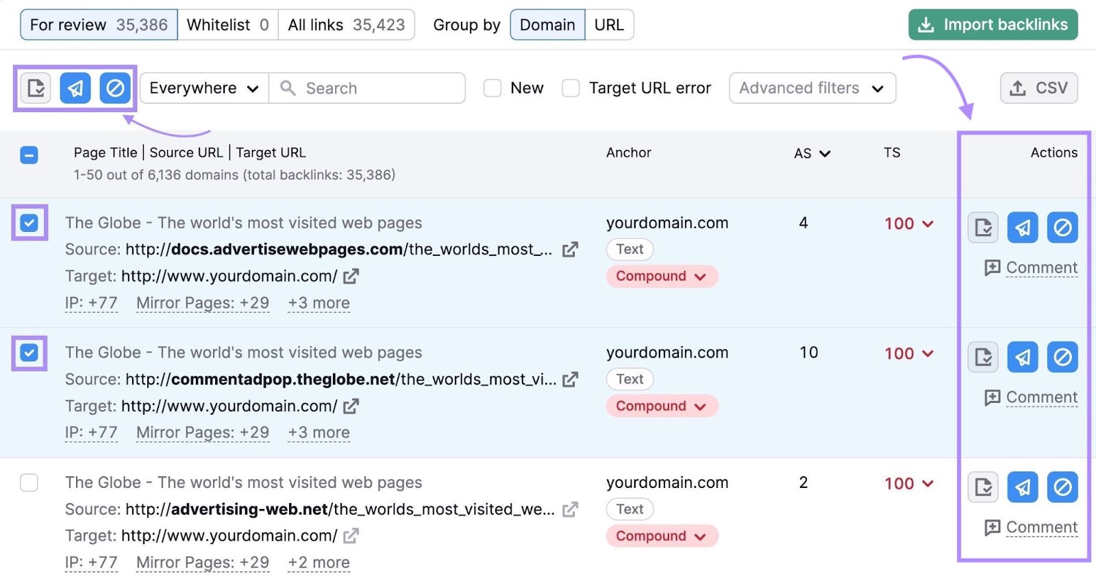 Toxicity score action items in 反向审计 tool