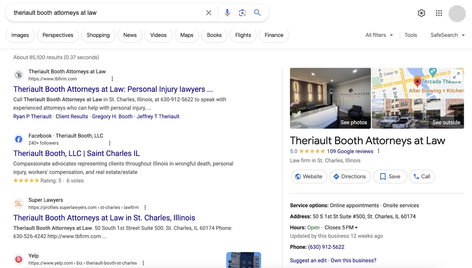 Google's results for 