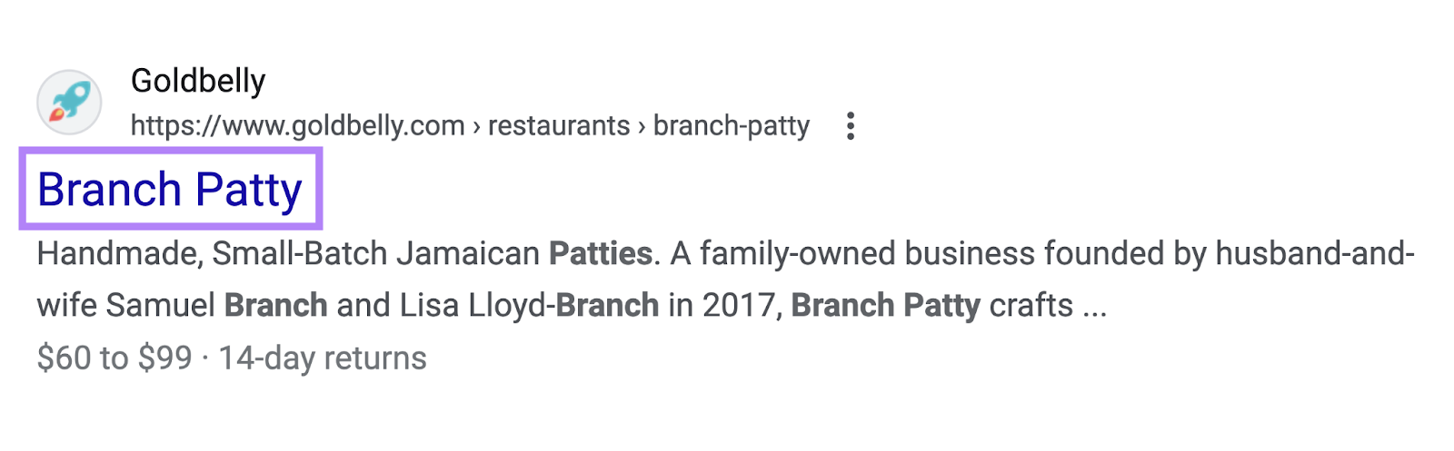 标题标签 highlighted that says Branch Patty