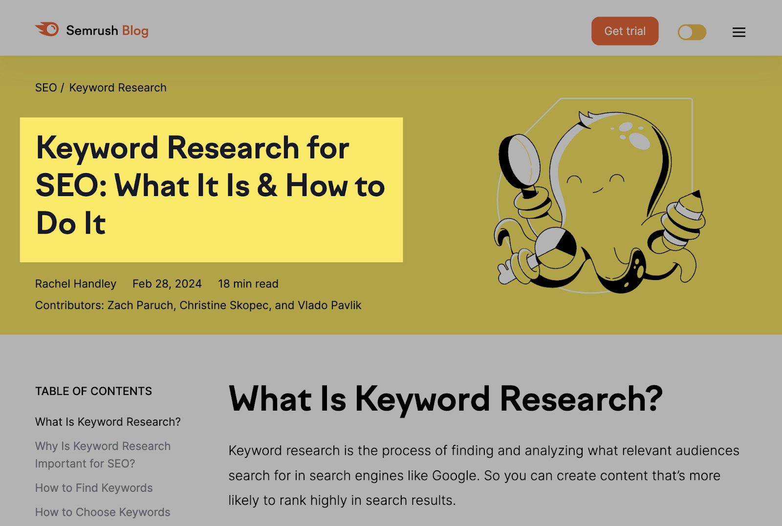 An H1 for a Semrush blog that reads: 