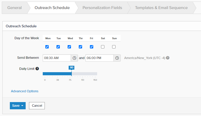 Setting your outreach schedule for emails in 斗鸡箱