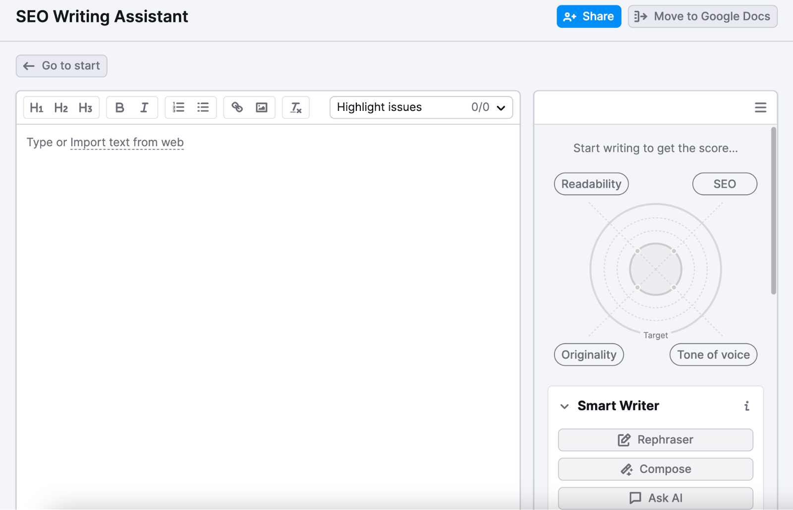 高级行政主任写作助理 user interface
