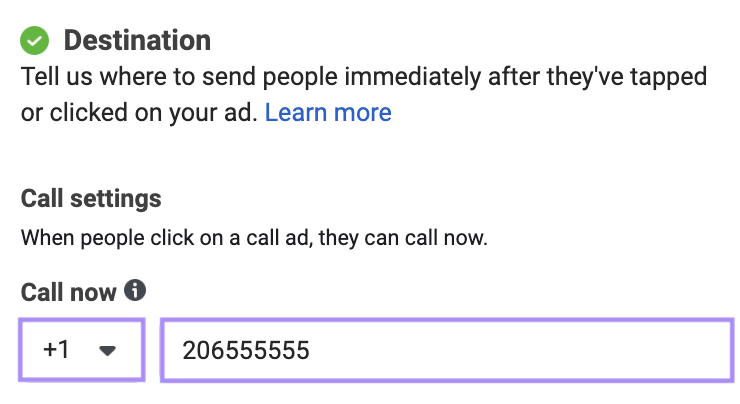 Entering the phone number under 
