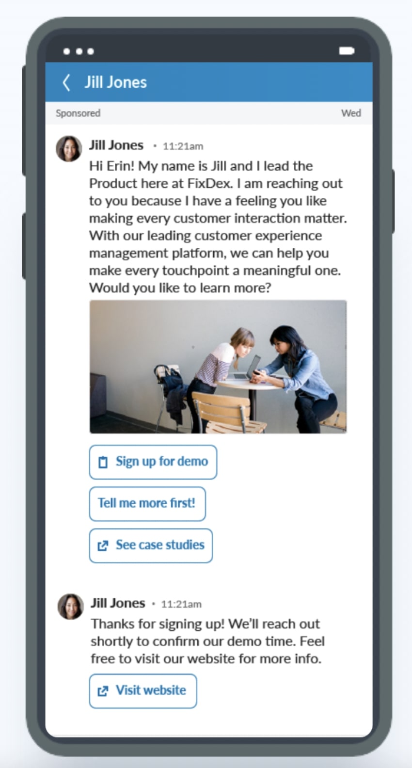 领英 message ad for FixDex