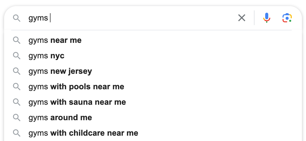 Google's suggestion when typing