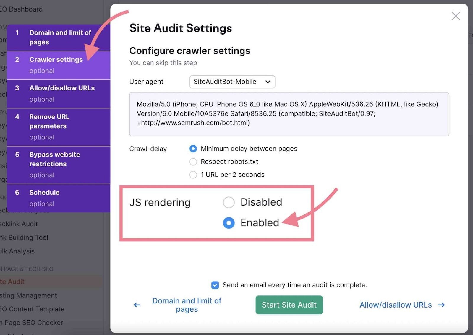 Enable JS-rendering in 现场审核