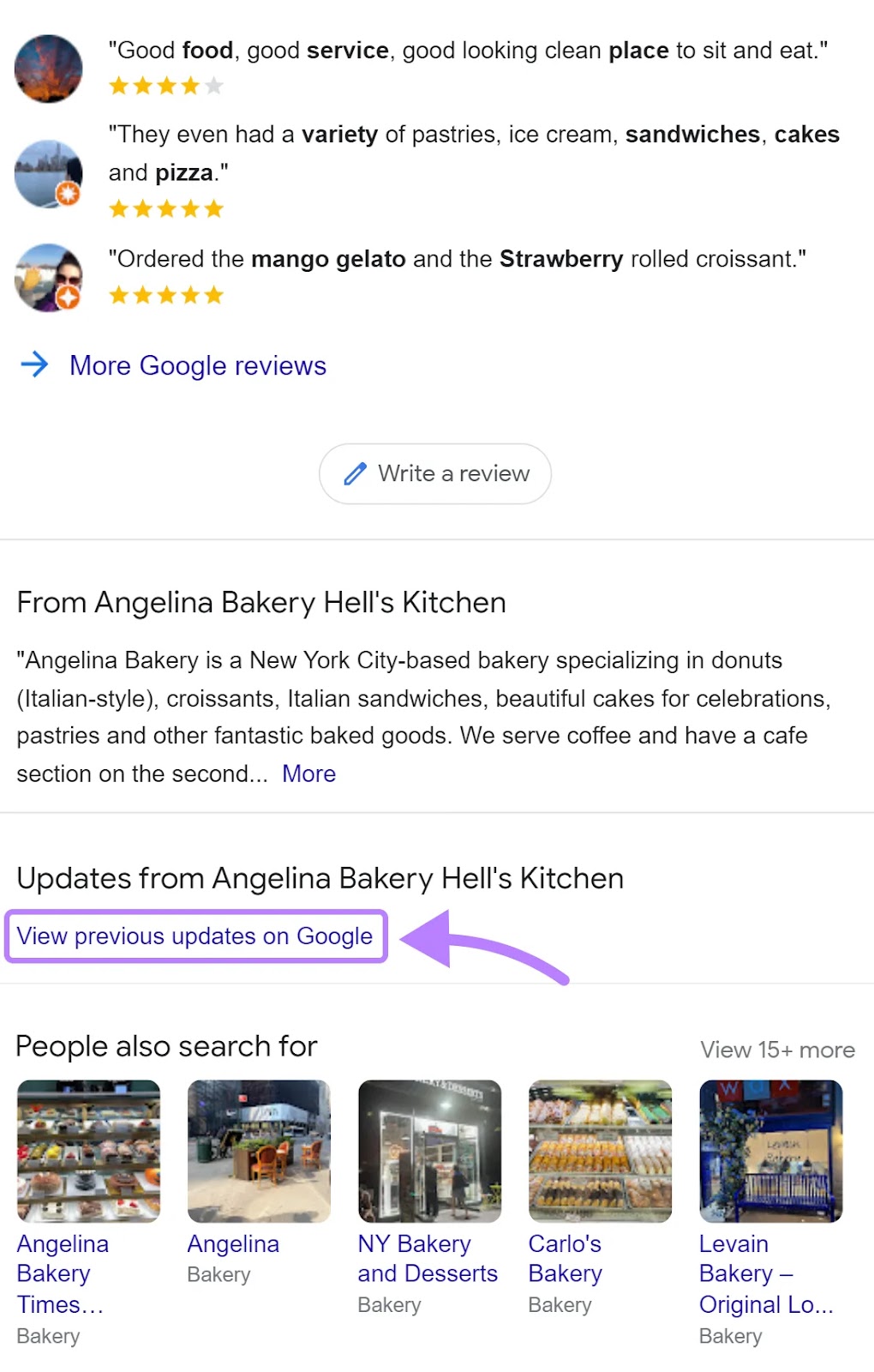 “在Google上查看以前的更新”link