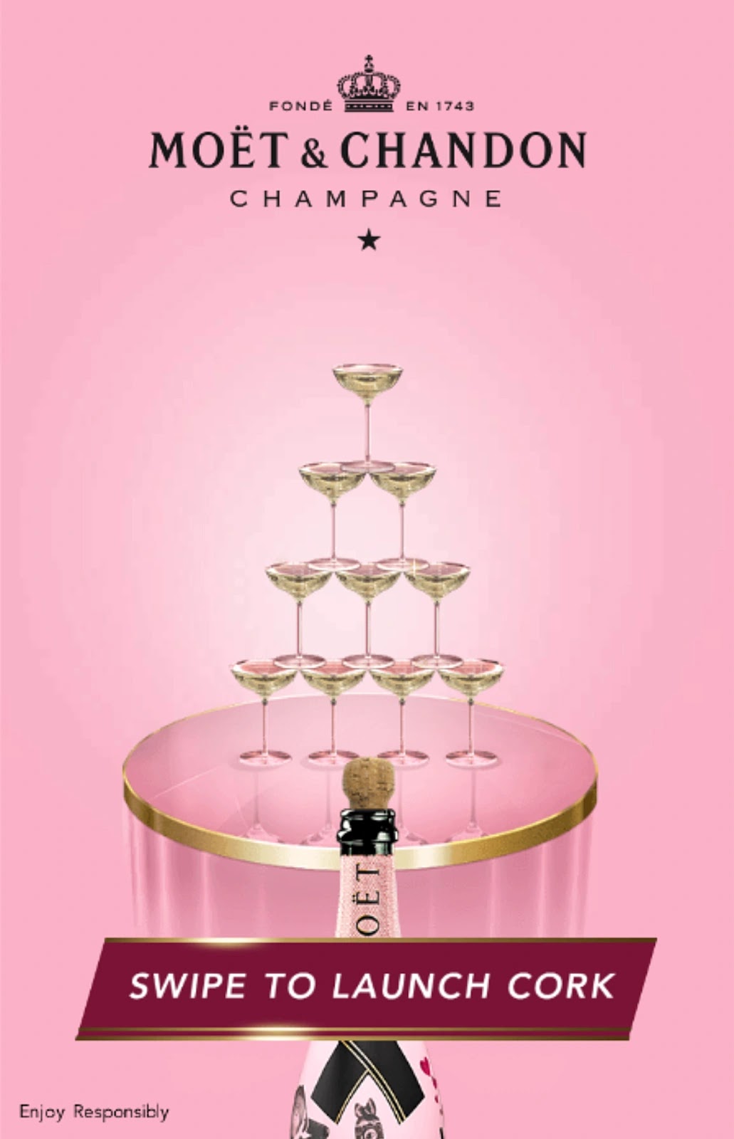Moet & Chandon's 间质广告 prompting users to play a game to promote its champagne