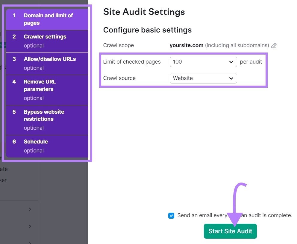 现场审核 Settings page