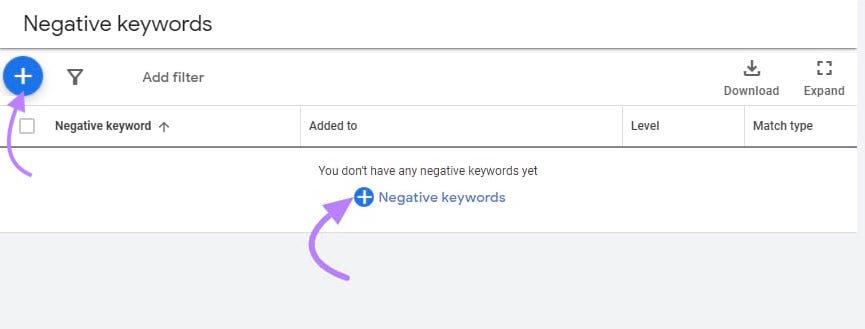 Blue plus button next to 