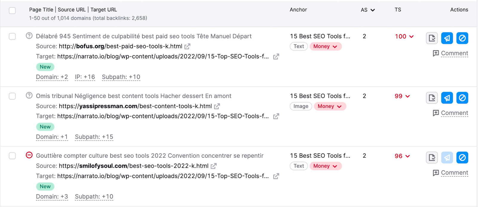 A list of “钱” backlinks in 反向审计 tool