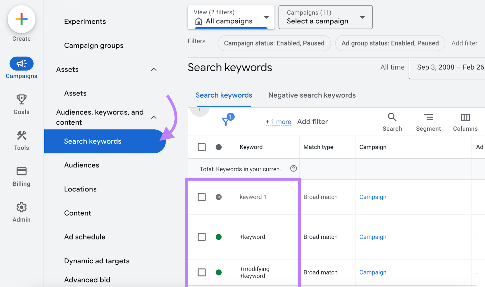搜索 关键词 in Google 搜索 Console
