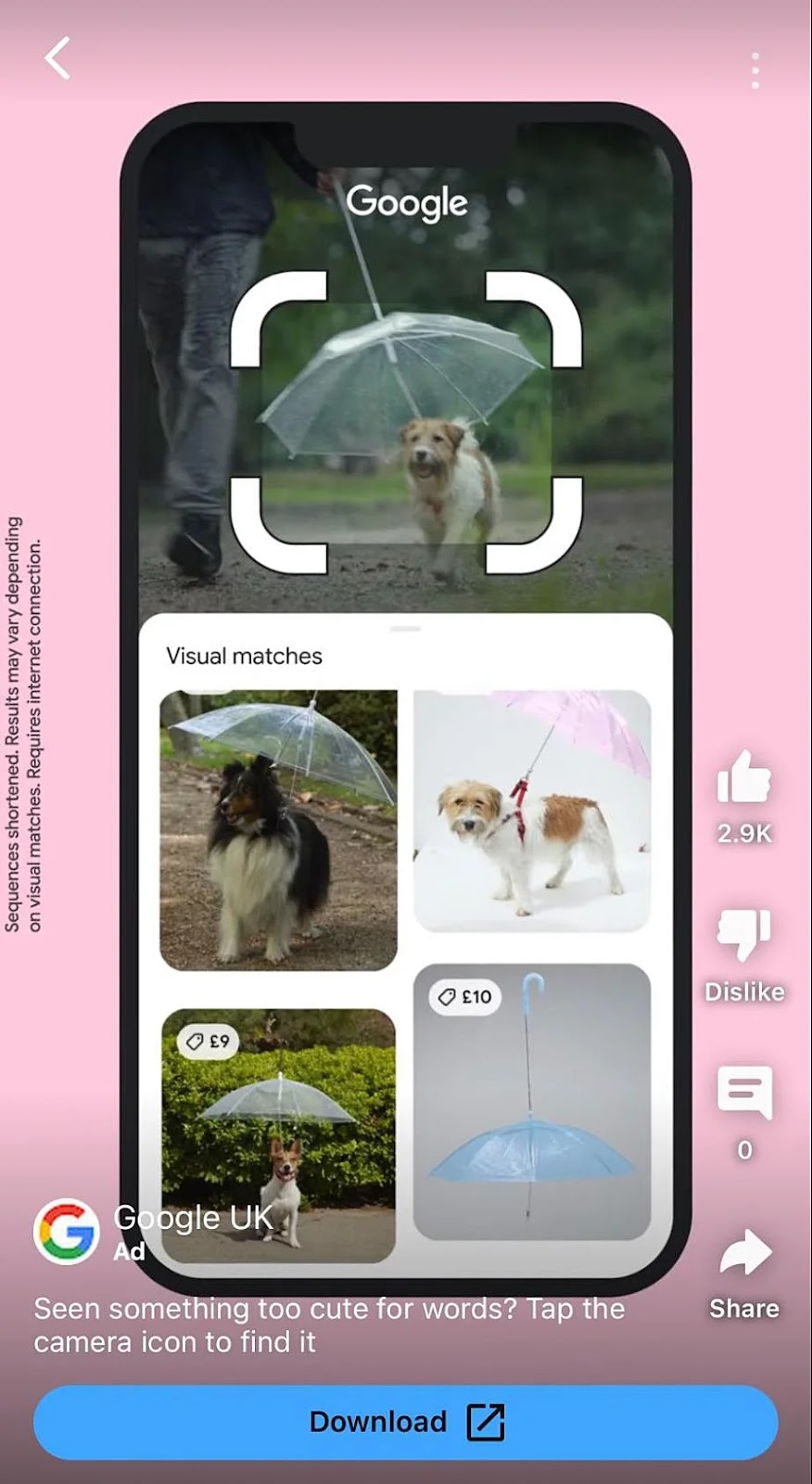 A screenshot from the mobile YouTube ad for 谷歌应用程序