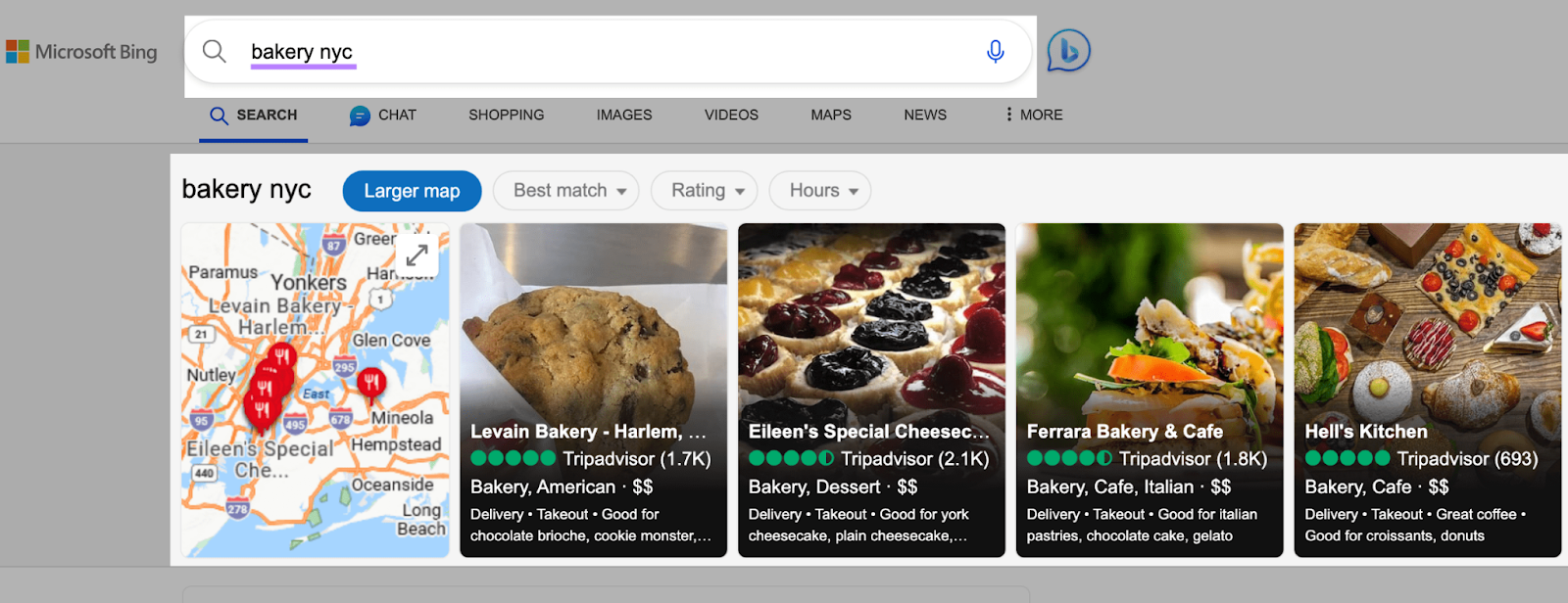 an example of listings that appear for 