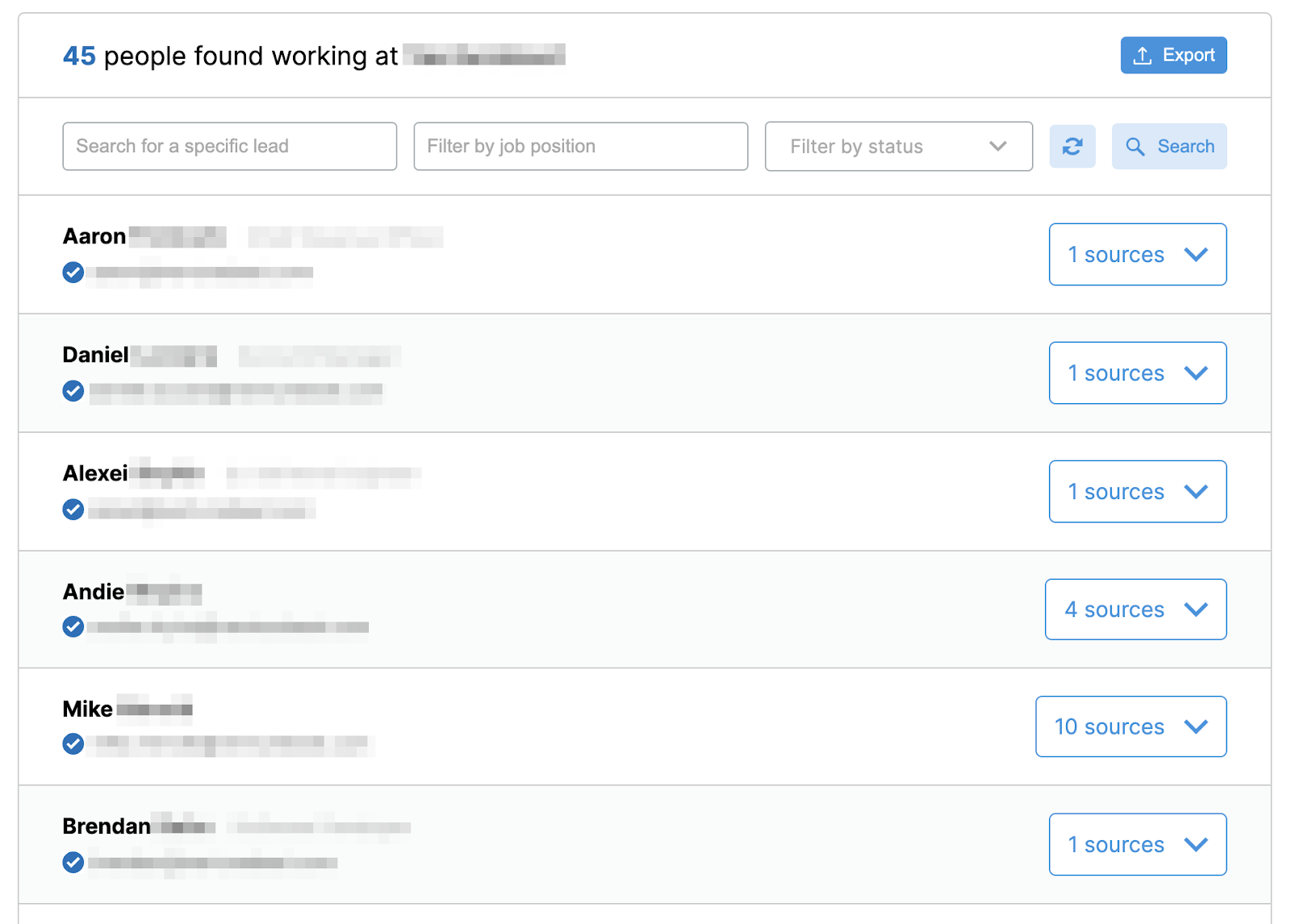 Employees' information found via FindThatLead域搜索器