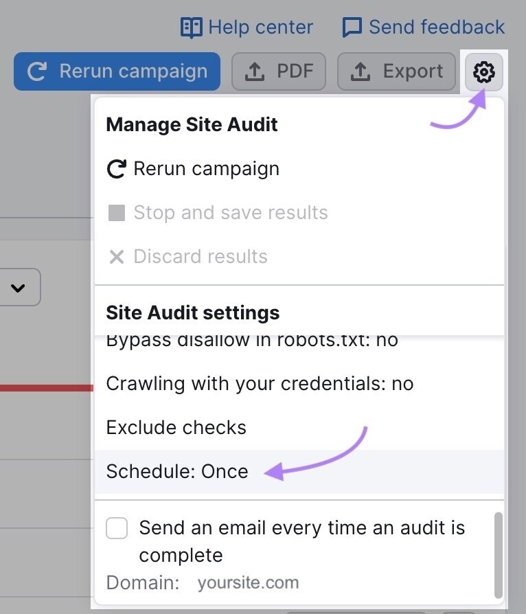 schedule your audits in 现场审核 settings