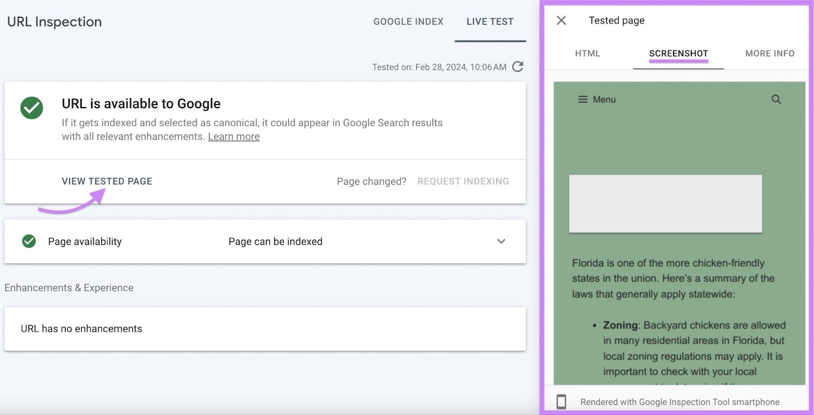 A section of page’s current appearance to Google shown under 