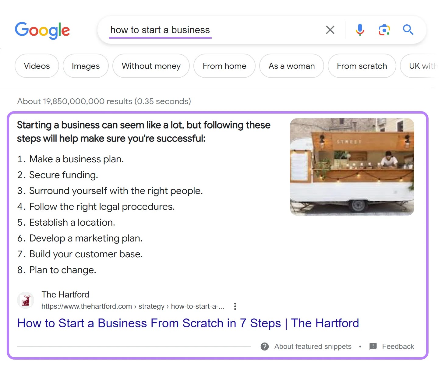 A 精选片段 for the 谷歌 query “how to start a business”