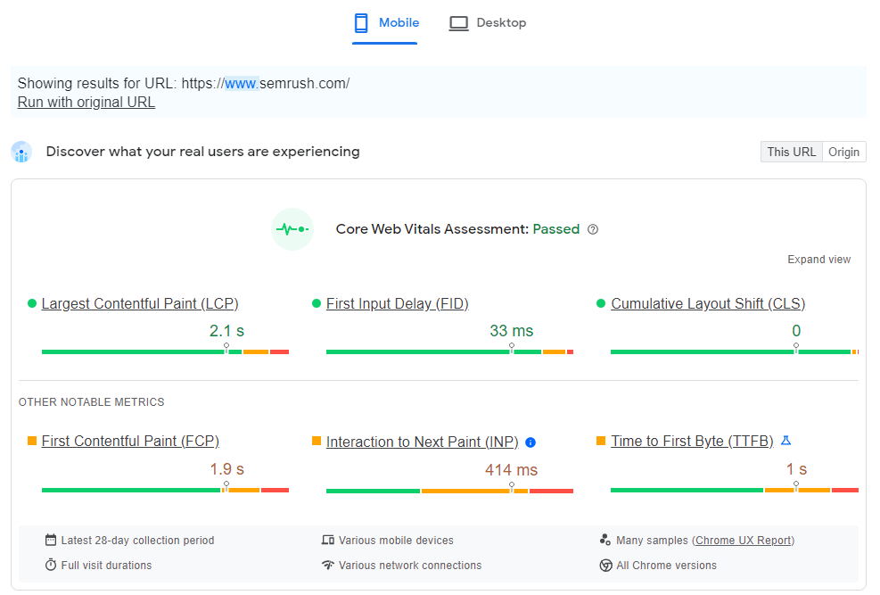 核心网络重要部件 Assessment results in PageSpeed洞察