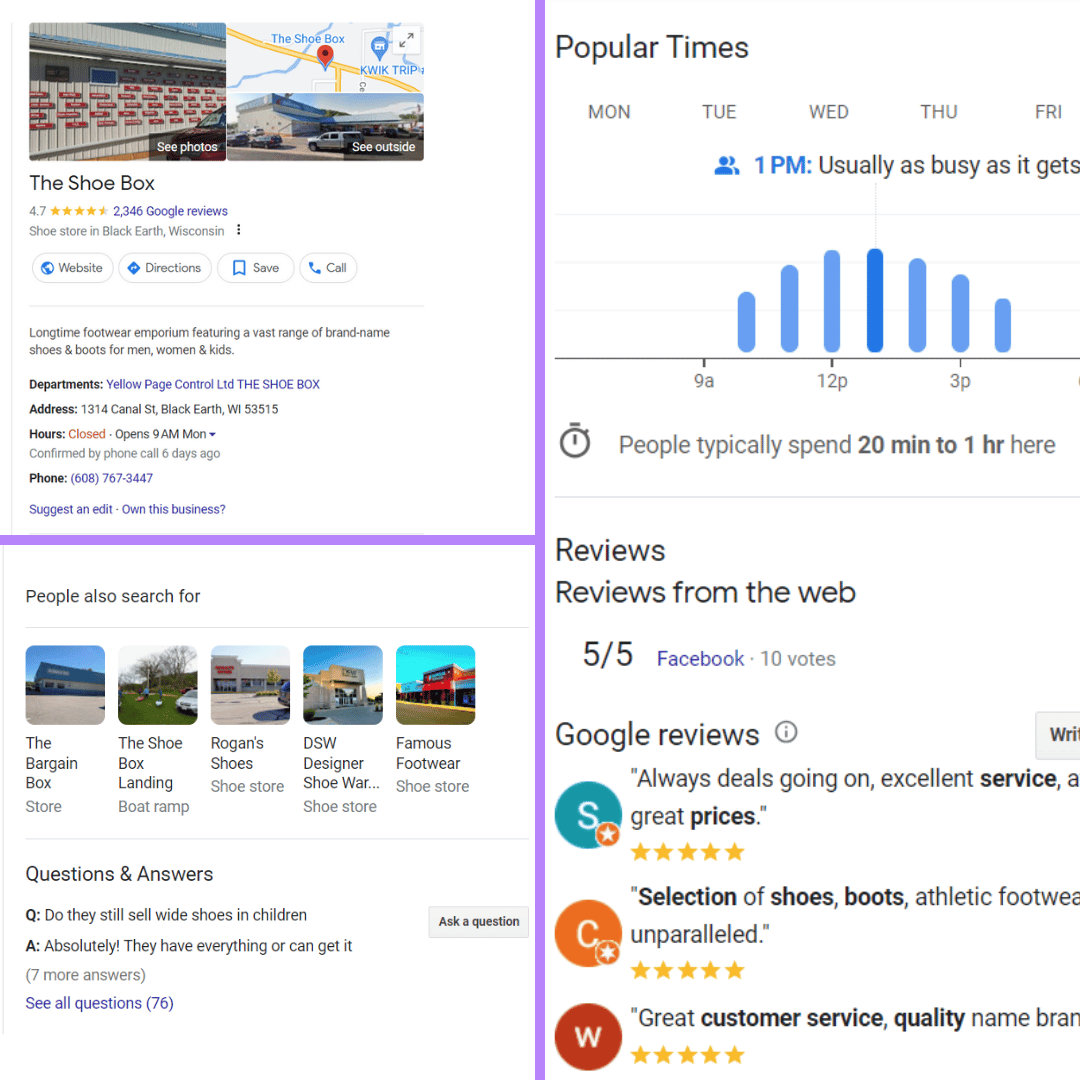 The Shoe Box's 英镑 business profile on SERP
