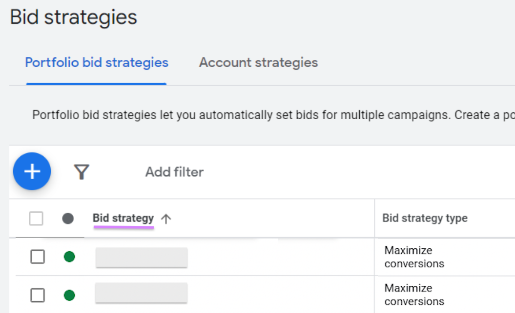 “Portfolio bid strategies”in 谷歌广告