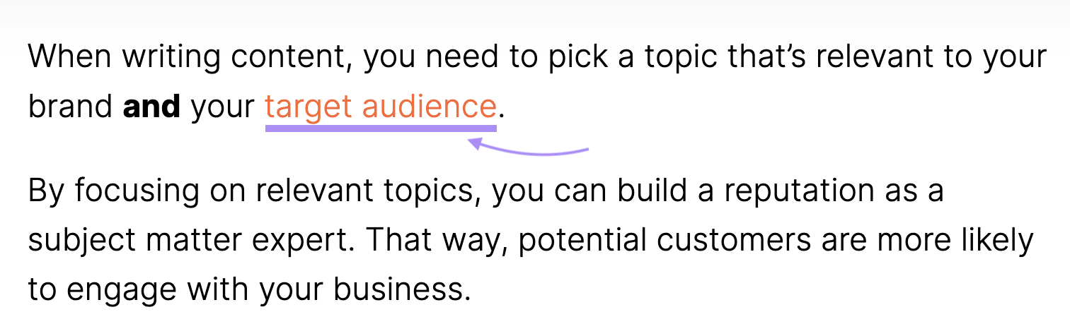 A link with anchor text that reads
