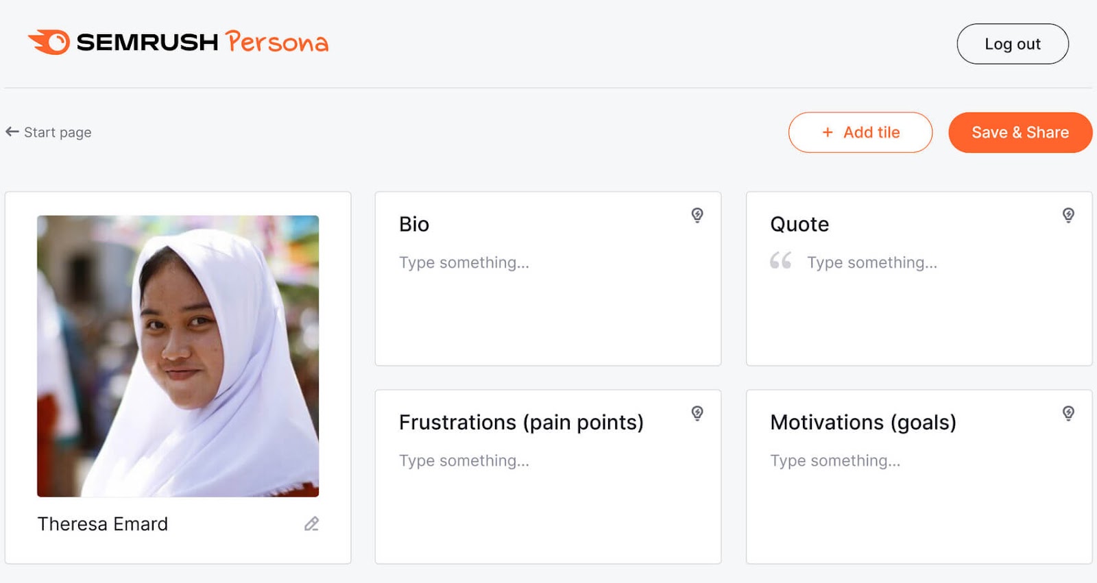 An empty template from Semrush's 买方角色工具