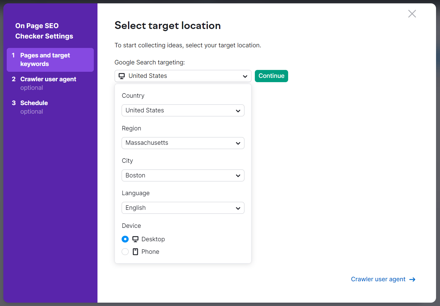 网页搜索引擎优化检查 settings configuration popup.