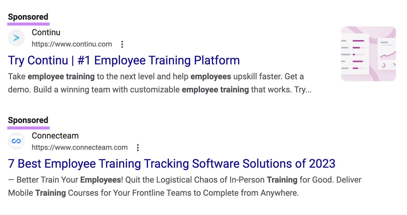 Paid ads on Google for “how to track employee training