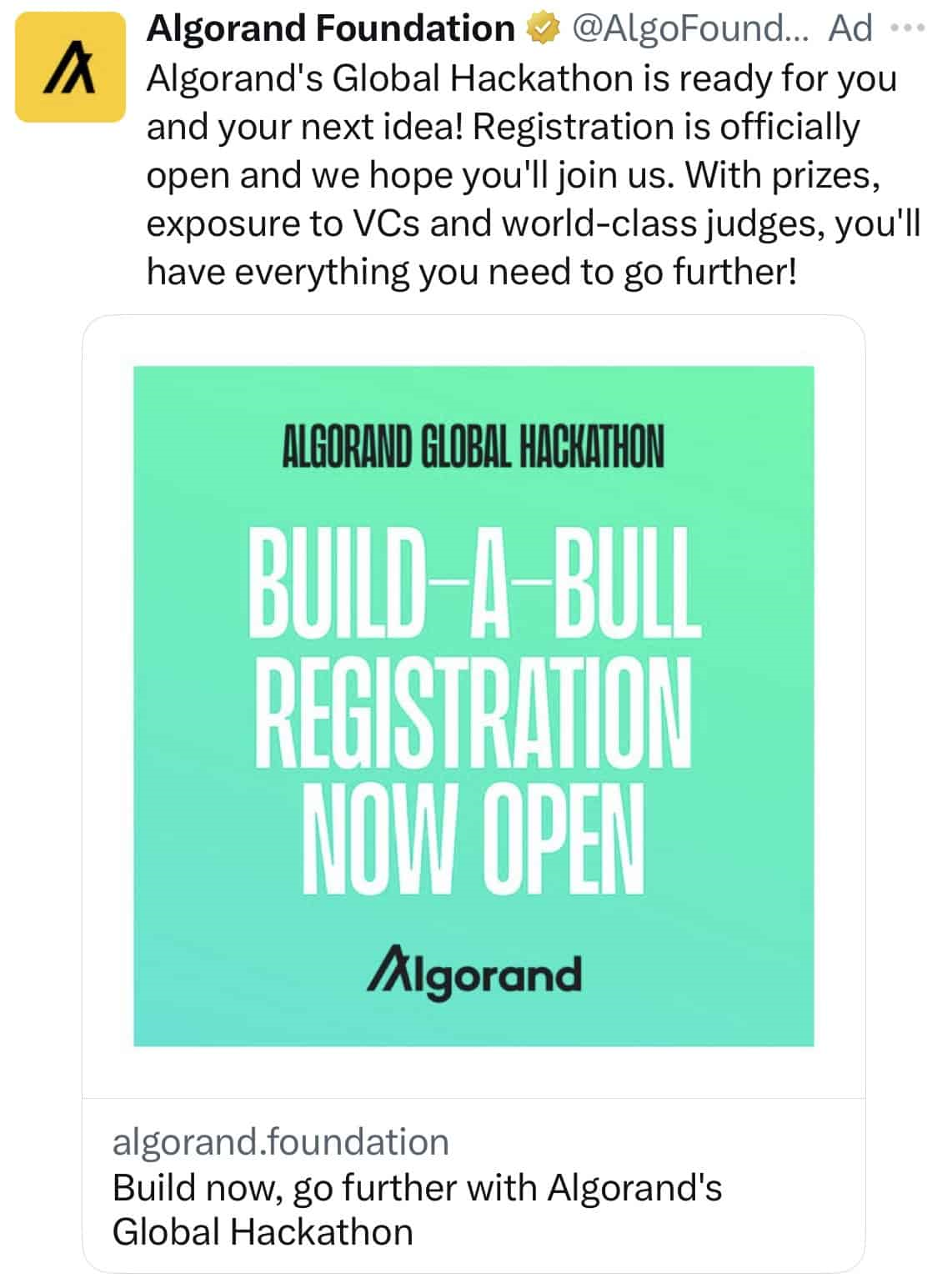 Algorand基金会的广告 on X