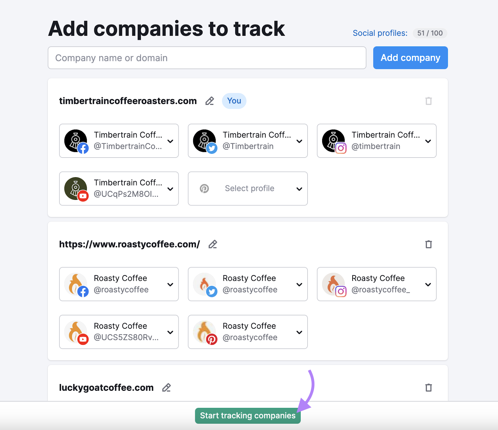 add 公司 to track to 社会追踪者 tool